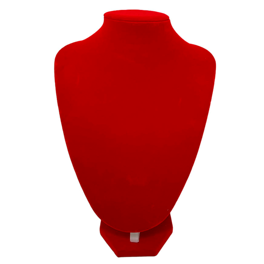 Exhibidor de cadenas busto de terciopelo rojo